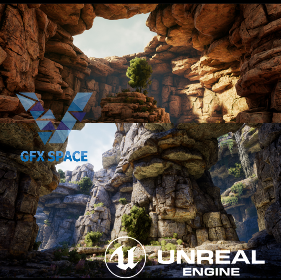 ue5写实山洞悬崖场景洞穴峡谷山谷石头巨石戈壁山洞岩石虚幻4模型