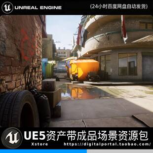 ue5虚幻5 中东小镇城市街道废墟城镇街区帐篷桥场景 Middle East