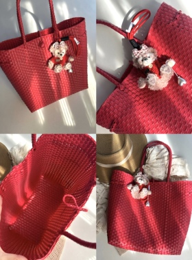 2025年复古小众纯手工编织菜篮子包水桶大包包女大容量单肩购物包