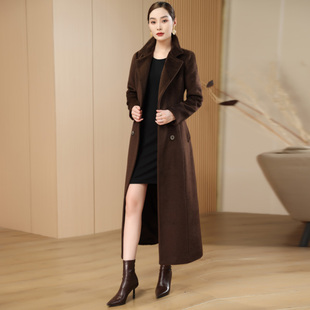 长款羊绒大衣女2024冬季新款修身显瘦韩版羊毛绒外套过膝长款女装