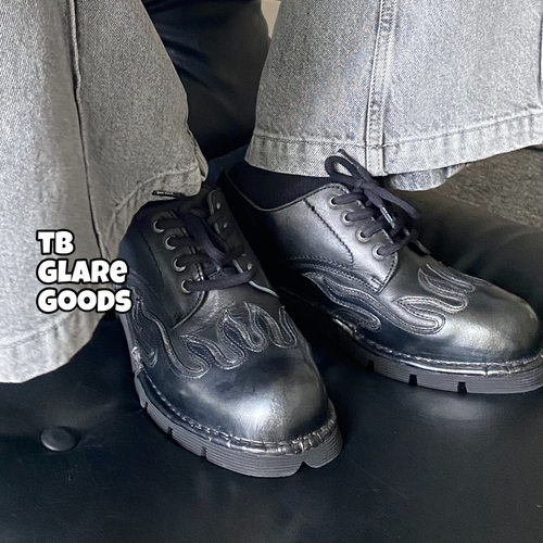 厚底现货newrock火焰世家皮鞋