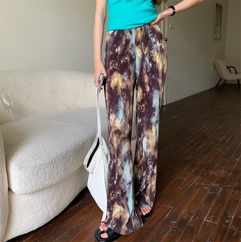 Real price Korean version loose and slim high waist pleated wide leg floor dragging casual pants