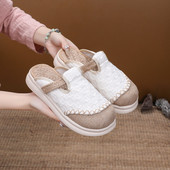 女可外穿老北京布拖鞋 布鞋 2025新款 一脚蹬大头鞋 懒人鞋 厚底半拖鞋