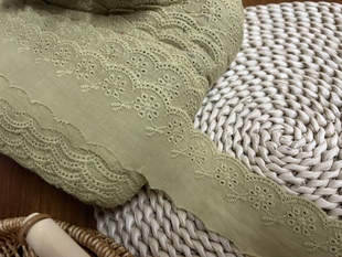 下摆纯棉辅料 5cm芥末色全棉布蕾丝镂空花边布艺手工DIY配饰服装