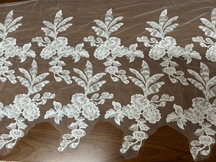 亮片车骨超大花朵重工刺绣蕾丝花片婚纱大拖尾制作DIY 28*17cm/朵