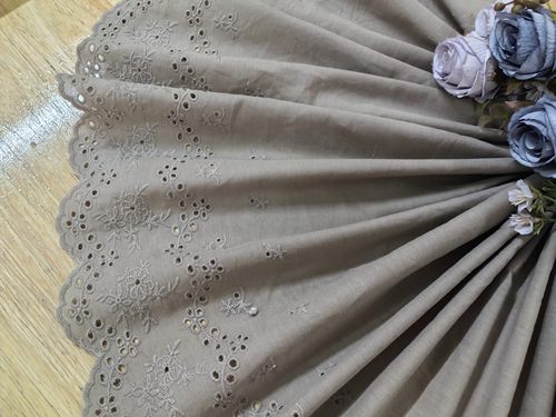 33厘米宽卡其灰色棉布刺绣蕾丝花边衣服裙子边下摆服装辅料袖子