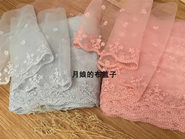 灰色网纱刺绣服装22厘米花边辅料