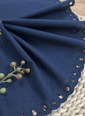 复古藏蓝色缕空刺绣纯棉布蕾丝花边辅料手工DIY衣服裙摆裙边