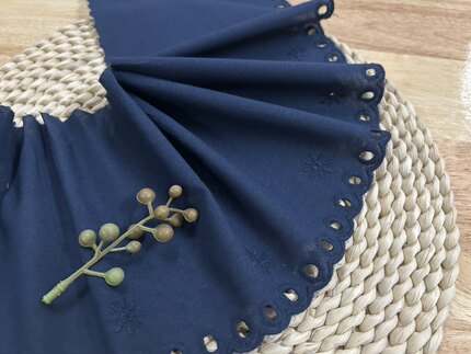 复古藏蓝色缕空刺绣纯棉布蕾丝花边辅料手工DIY衣服裙摆裙边