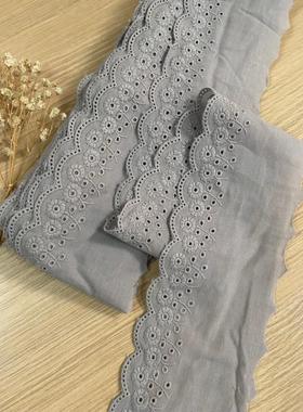 8cm 复古灰色缕空刺绣纯棉布蕾丝花边辅料手工DIY衣服裙摆裙边