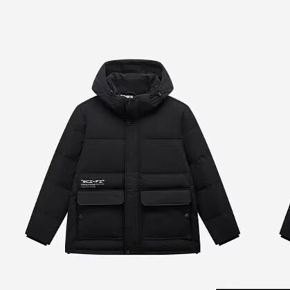 特步羽绒服加厚保暖工装连帽图片