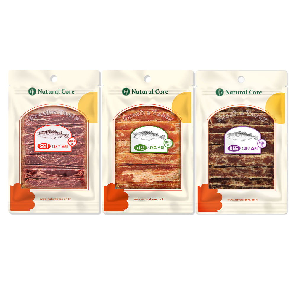 现货~韩国NaturalCore狗狗零食鳕鱼条鸡肉牛肉肉干零食训练奖励