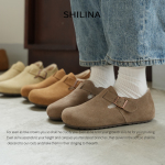 真皮勃肯鞋2026加绒单鞋女全包磨砂牛皮厚底鞋一脚蹬秋季冬季加绒