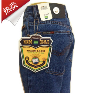 宽松深裆高腰窄脚男长裤 蓝色厚款 洪涛苹果纯棉牛仔裤 团购专柜正品