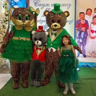 国外定制金闪闪卡通人偶服装人穿行走道具网红小熊小兔玩偶服装