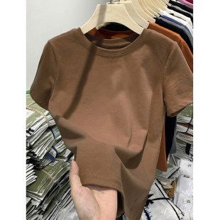 t恤百搭简洁半袖 宽松纯色短袖 上衣全棉 100%棉大码 200g重磅纯棉