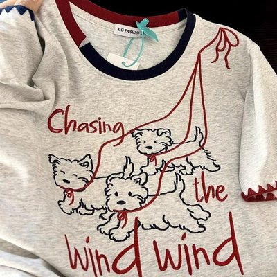 正肩纯棉短袖t恤女夏设计感小众