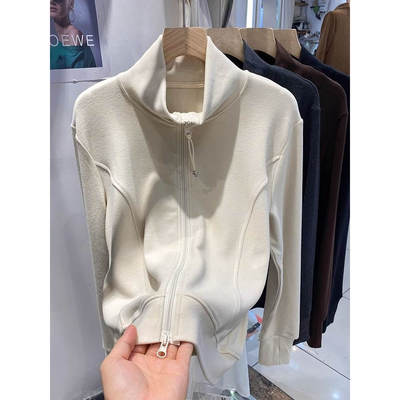 德绒立领开衫卫衣外套女春秋薄款