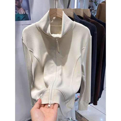 德绒立领开衫卫衣外套女春秋薄款