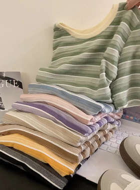 品牌折扣清仓捡漏提花条纹短袖t恤女夏修身显瘦体恤别致短款上衣