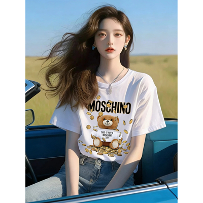 重磅纯棉卡通印花短袖t恤女夏季