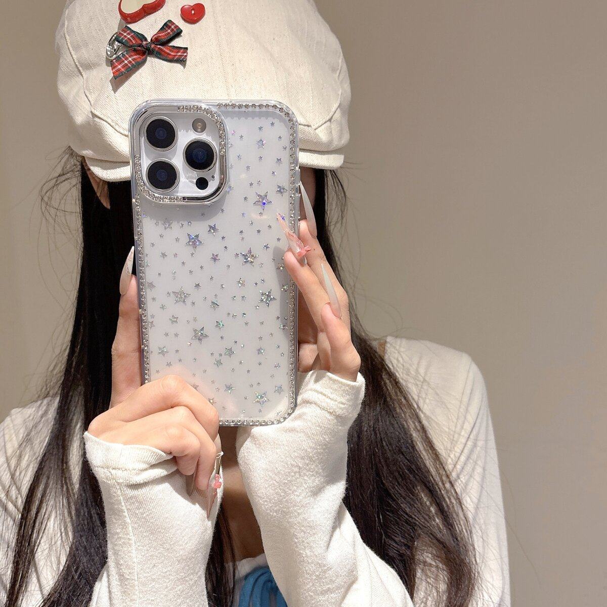 钻石框 散粉星星+水晶手链适用苹果13promax手机壳简约15promax防摔耐用14promax新款保护套16promax创意高级,3C数码配件,手机保护套/壳,淘宝优惠券,粉丝福利购,淘宝优惠卷