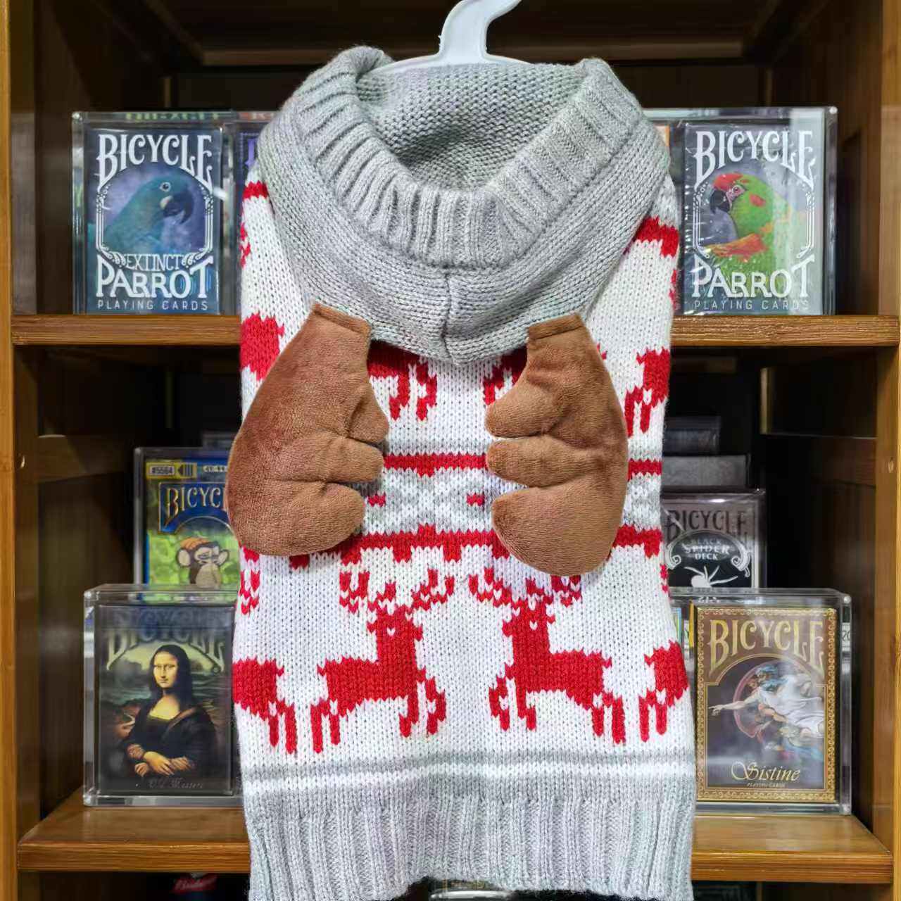 外贸宠物圣诞麋鹿连帽毛衣狗狗衣服秋冬装小鹿犬猫咪泰迪比熊柯基