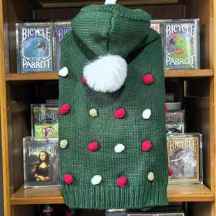 外贸宠物圣诞毛衣连帽狗狗衣服秋冬装泰迪比熊小鹿犬猫幼犬节日服