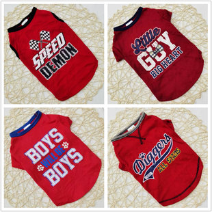 外贸红色系宠物T恤狗狗衣服背心夏季薄款泰迪比熊小鹿犬吉娃娃猫