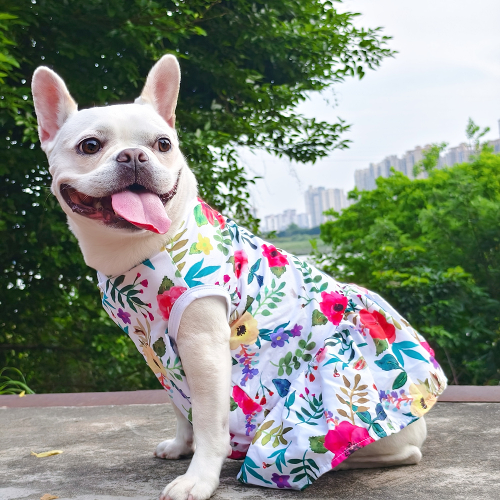 宠物大花裙狗狗衣服夏装弹力裙