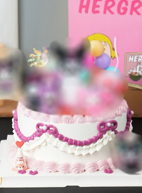 生日蛋糕装饰 美乐蒂KT猫玉桂狗黑色库洛米公仔摆件烘焙甜品台