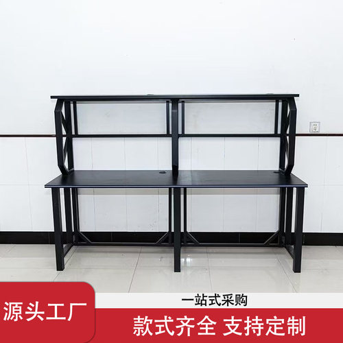 新款网吧桌椅网咖桌定制电竞酒店双人多人一体游戏电脑桌双层DIY