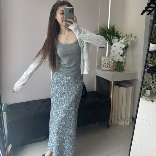 林十八 蘑糯花色半身裙子气质碎花长裙女秋季2025新款汉服