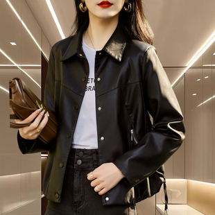 海宁真皮短款皮衣外套女爆款2025新款大码胖mm绵羊皮夹克机车服薄