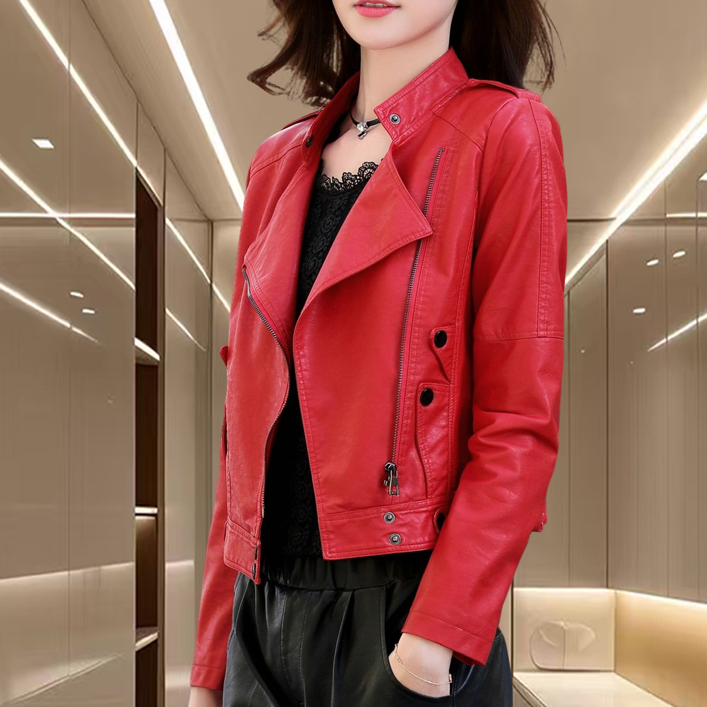 皮衣夹克外套女春秋2025新款爆款