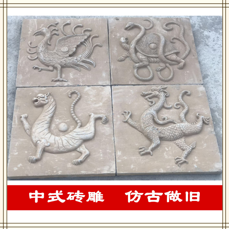 晋派仿古风青砖背景墙装饰壁画图片