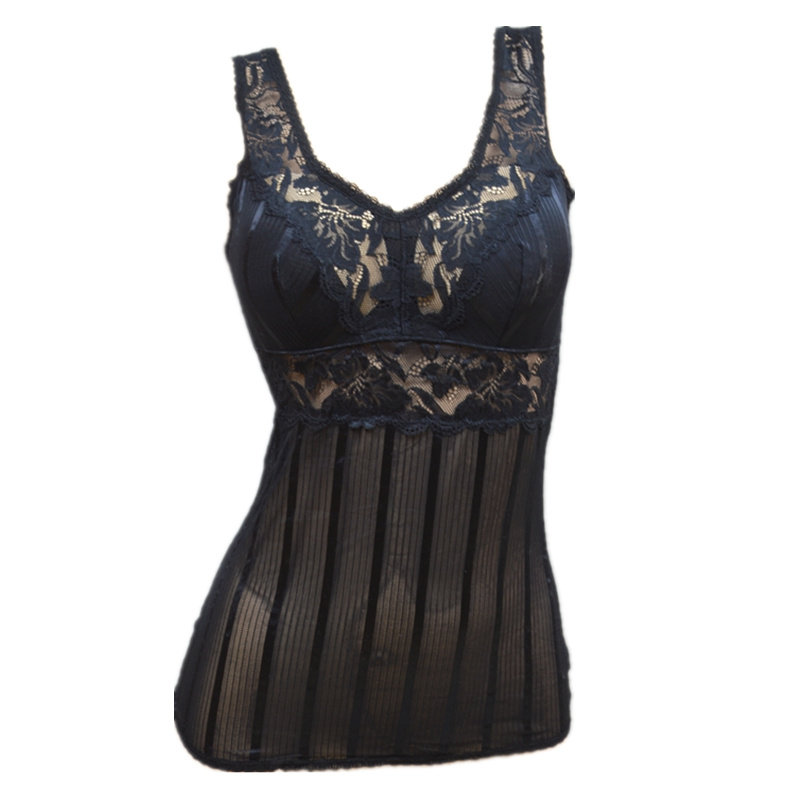 韩国单小吊带背心文胸一体免穿文胸内衣插片无钢圈胸垫蕾丝内搭br