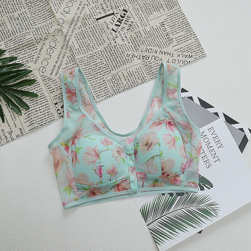 200斤胖MM性感时尚薄款无钢圈无痕网纱女前扣透气文胸印花大码罩