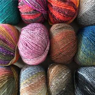 莲工房进口毛线西班牙Katia 油画段染手编羊毛粗线 2两/团/180米