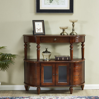 走廊轻奢美式靠墙半圆客厅储物柜