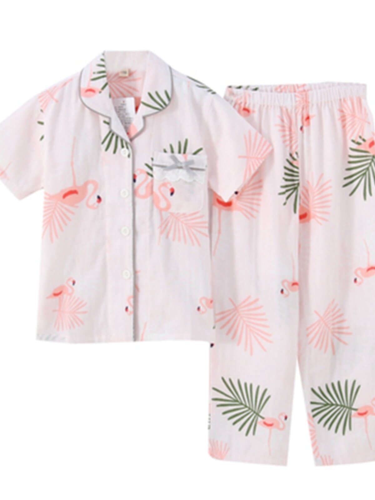 SPRING AND AUTUMN WOMENS THIN GAUZE COTTON LONG SLEEVE SHORT SLEEVE LONG PANTS GIRL AIR CONDITIONING LOUNGEWEAR SET GIRL PAJAMAS SUMMER