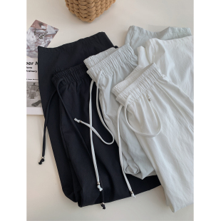 简约松弛感轻薄山本裤 女春夏慵懒风纯色百搭休闲中线九分弯刀裤