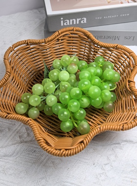 G179仿藤手工编织梅花造型水果盘零食盘收纳筐25*7.5CM