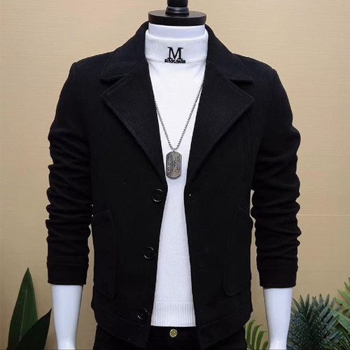 秋冬夹克男潮流发型师呢子外套