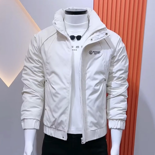 立领棉服外套男冬季简约百搭潮流男士棉衣帅气修身韩版新款棉袄