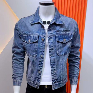 外套 社会小伙男士 复古风牛仔夹克男春秋潮流新款 百搭高级感韩版