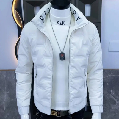 立领韩版轻薄男士羽绒服新款字母