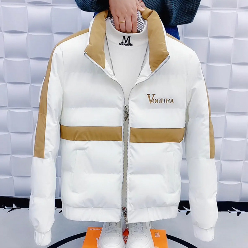 拼色立领外套男冬季韩版炸街男士棉衣加厚保暖潮流社会小伙棉服