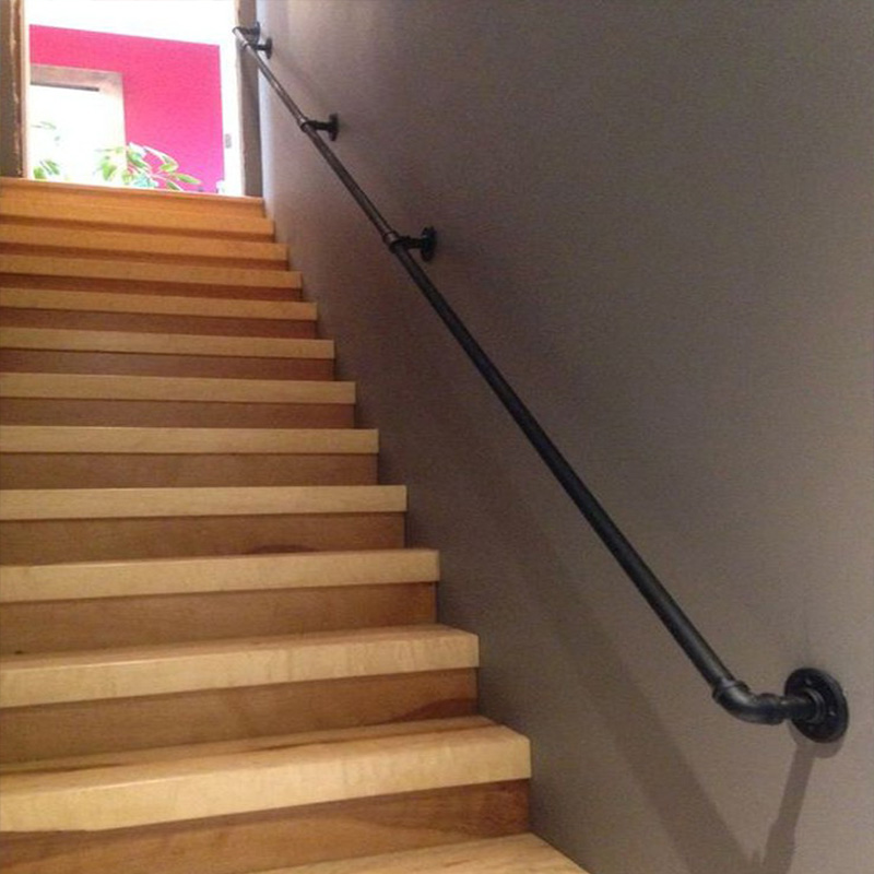 别墅复古楼梯扶手简易室内过道走廊烤漆护栏店面阁楼装饰转角扶手