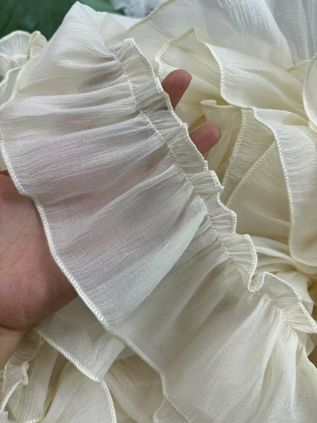 窗帘花边棉麻简约极简服装蕾丝立边奶油风雪纺真丝肌理褶皱木耳边